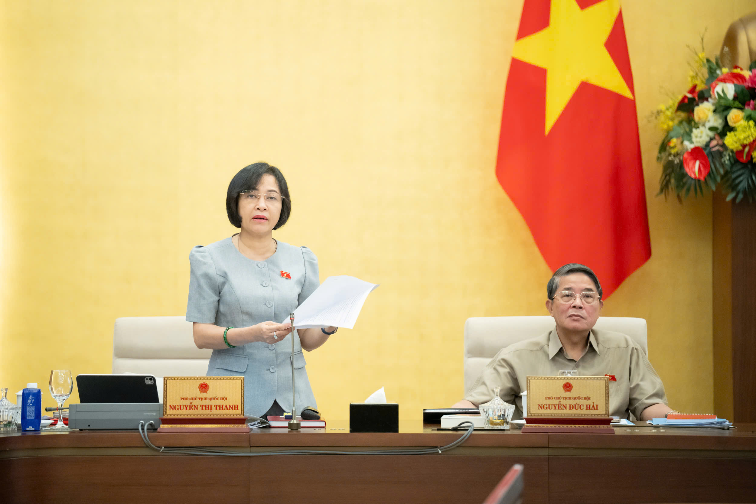Phó Chủ tịch Quốc hội Nguyễn Thị Thanh góp ý vào dự thảo Luật Công nghệ cao (sửa đổi). Ảnh: Quốc hội.