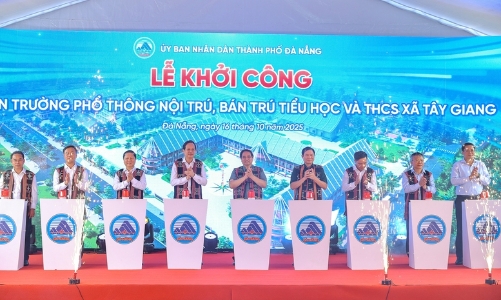 Thủ tướng Phạm Minh Chính dự Lễ khởi công trường học tại xã biên giới của Đà Nẵng