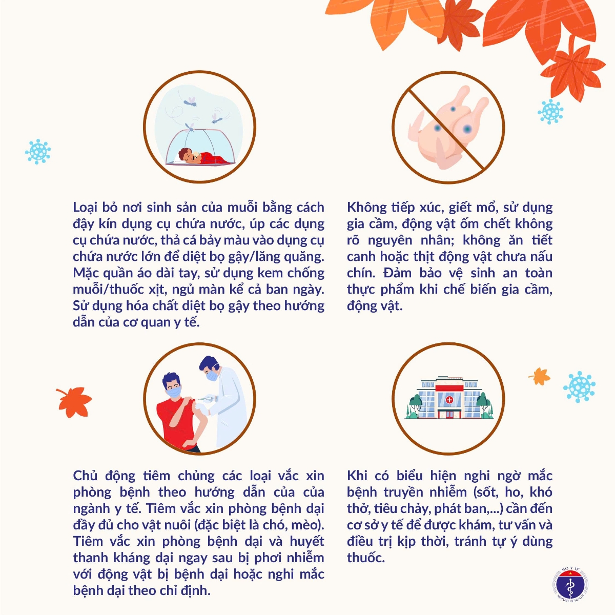 Khuyến cáo các biện pháp phòng bệnh mùa Thu - Đông. Nguồn: Bộ Y tế.