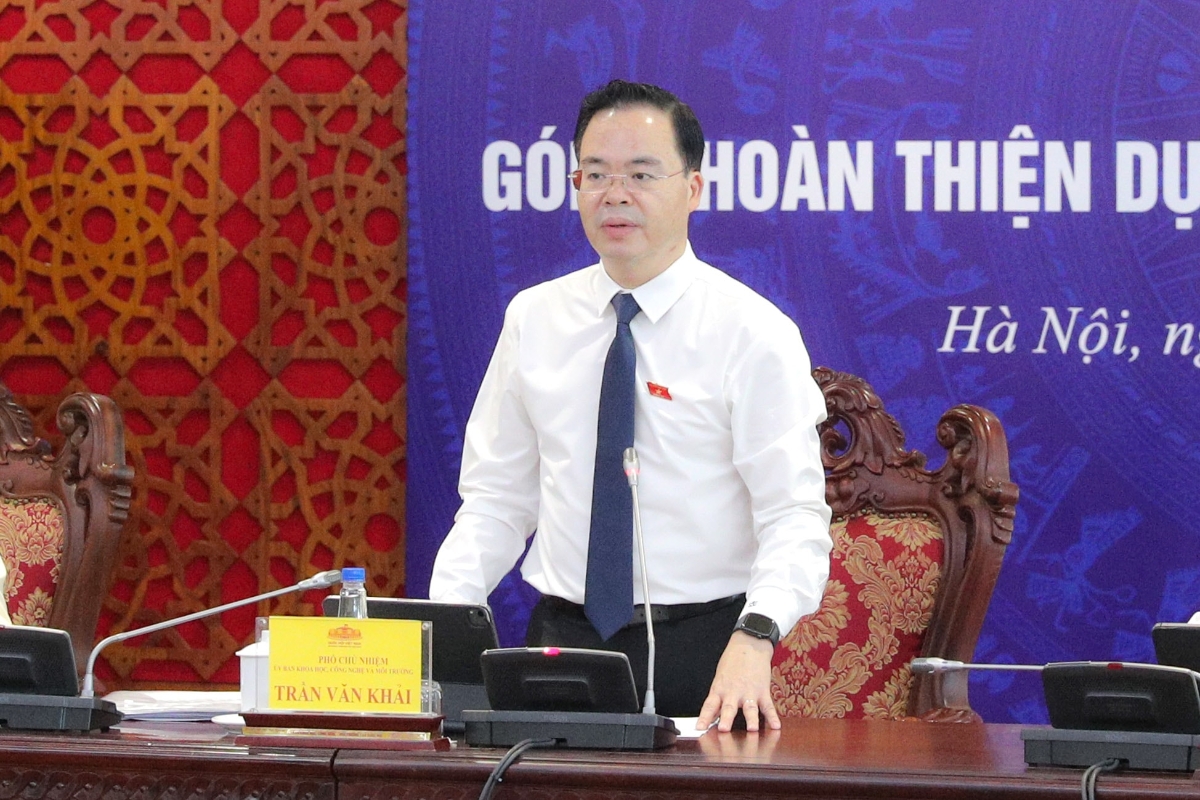 Phó Chủ nhiệm Ủy ban Khoa học, Công nghệ và Môi trường Trần Văn Khải phát biểu tại hội thảo.