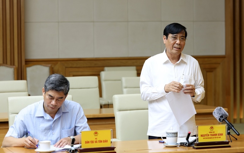 Chủ tịch Hội người Cao tuổi Việt Nam Nguyễn Thanh Bình phát biểu - Ảnh: VGP