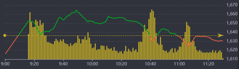 Diễn biến VN-Index sáng nay.