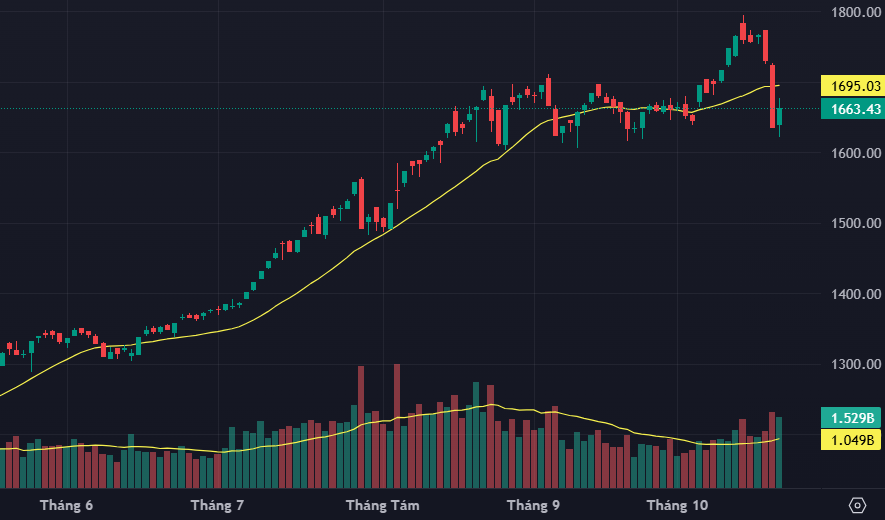 Thị trường lại xuất hiện dòng tiền bắt đáy quanh vùng 1600 điểm.