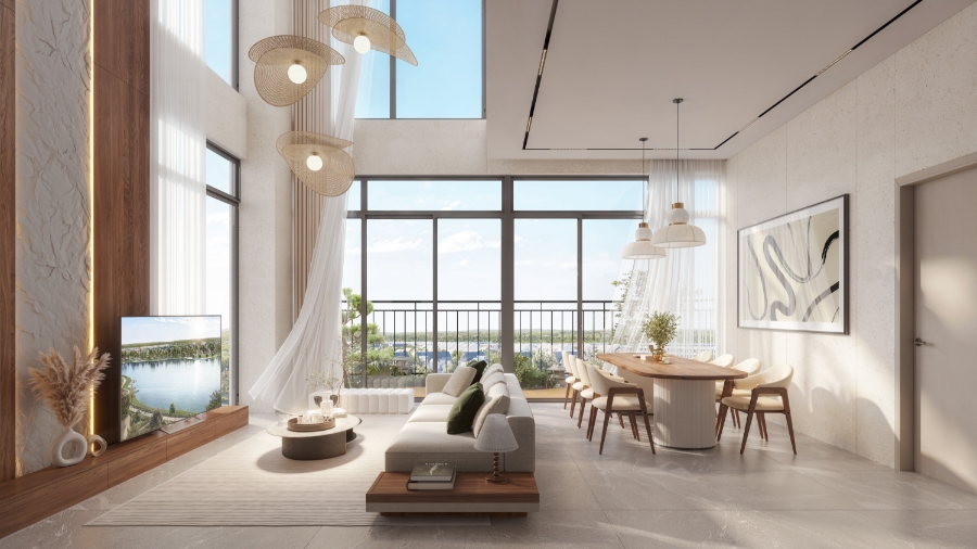 Swanlake Residences sở hữu nhiều dòng căn hộ đặc biệt. Trong ảnh là căn hộ duplex thông tầng.