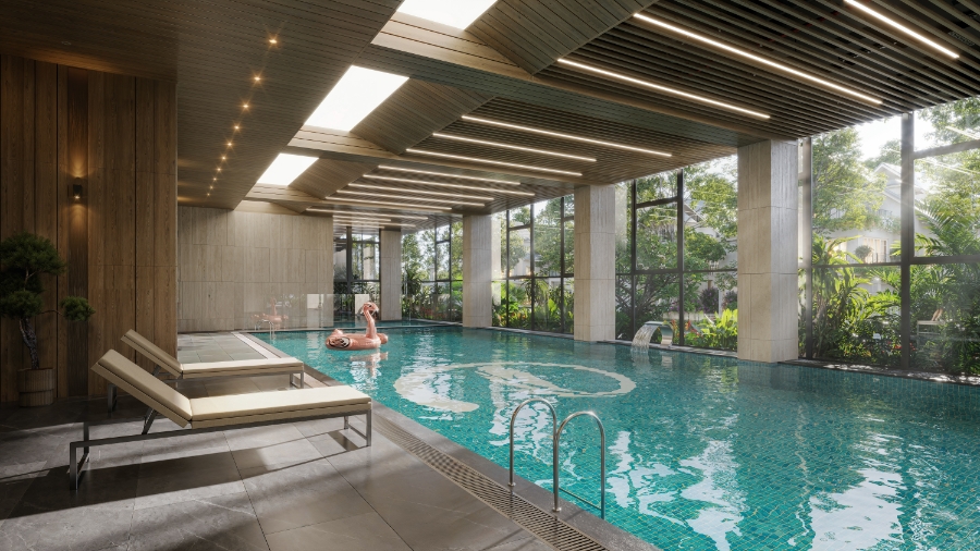 Bể bơi tại tầng 1 Swanlake Residences.