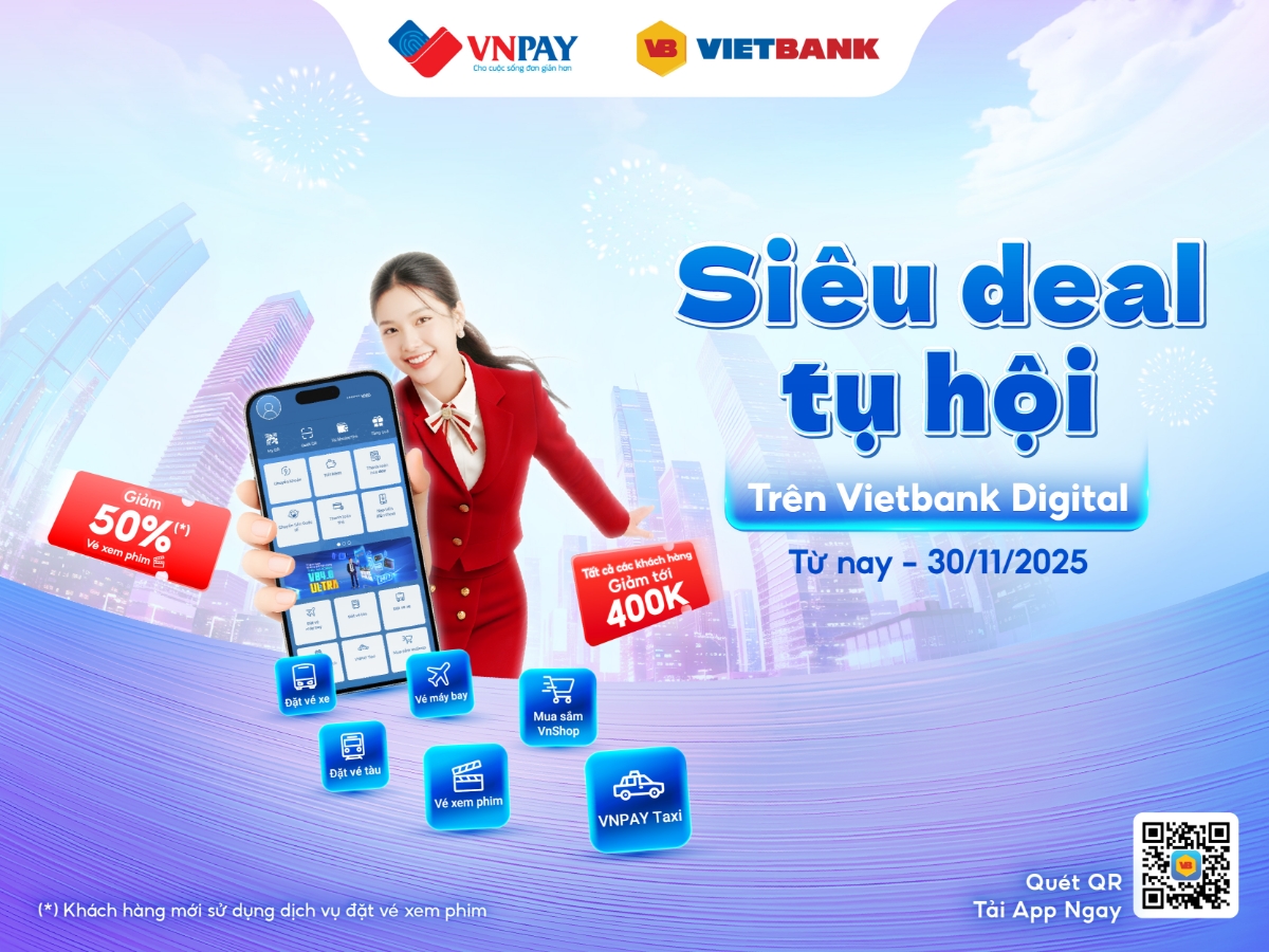 Hàng loạt ưu đãi hấp dẫn cho nhiều dịch vụ có trên ứng dụng Vietbank Digital.