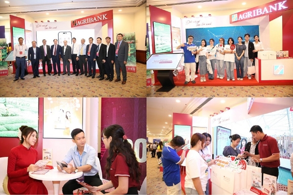 Gian hàng của Agribank tại diễn đàn thu hút đông đảo đại biểu, khách mời tham quan, trải nghiệm sản phẩm dịch vụ.