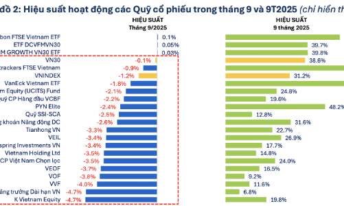 63 quỹ cổ phiếu báo hiệu suất âm trong tháng 9, nhiều quỹ kém do năm giữ FPT, MWG 
