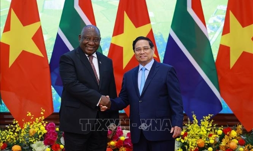 Thủ tướng Phạm Minh Chính hội kiến Tổng thống Nam Phi Matamela Cyril Ramaphosa