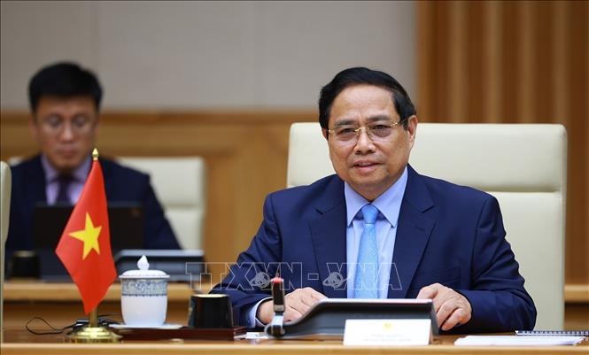 Thủ tướng Phạm Minh Chính tại buổi hội kiến. Ảnh: TTXVN.