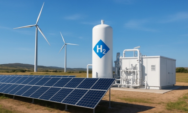 Nhà máy sản xuất hydro xanh tại Canada, sử dụng năng lượng gió và mặt trời cho quá trình điện phân nước - biểu tượng cho xu hướng năng lượng sạch trong kỷ nguyên mới. (Nguồn ảnh: Canadian Energy Centre)