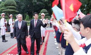 Chủ tịch nước Lương Cường chủ trì lễ đón chính thức Tổng Thư ký Liên hợp quốc