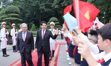 Chủ tịch nước Lương Cường chủ trì lễ đón chính thức Tổng Thư ký Liên hợp quốc