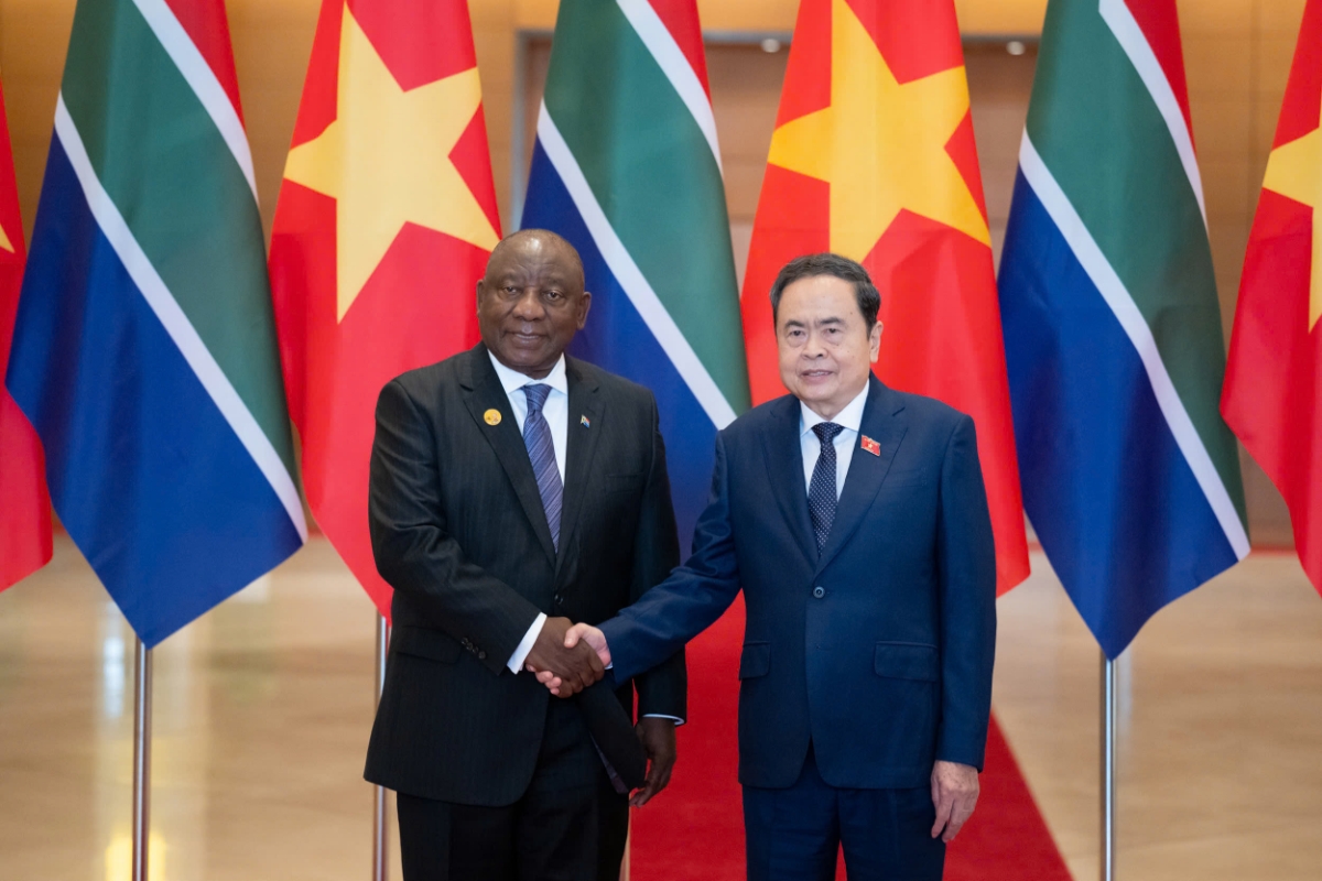 Chủ tịch Quốc hội Trần Thanh Mẫn hội kiến Tổng thống Nam Phi Matamela Cyril Ramaphosa.Ảnh: Quốc Hội
