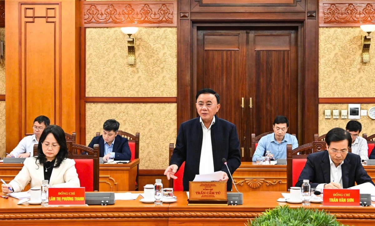 Thường trực Ban Bí thư Trần Cẩm Tú phát biểu tại phiên họp.