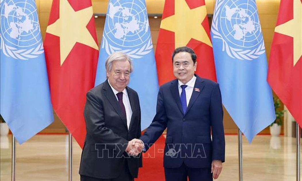 Chủ tịch Quốc hội Trần Thanh Mẫn hội kiến Tổng Thư ký Liên hợp quốc. Ảnh: TTXVN
