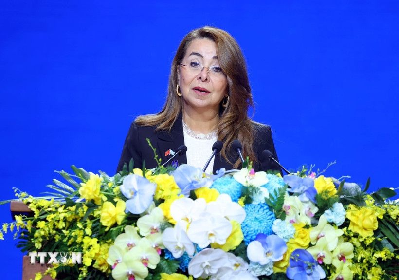 Giám đốc điều hành Cơ quan Phòng chống ma tuý và tội phạm của Liên hợp quốc (UNODC) Ghada Waly phát biểu. Ảnh: TTXVN