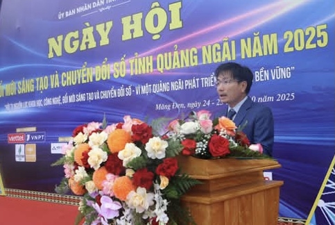 Phó Chủ tịch UBND tỉnh Quảng Ngãi Nguyễn Ngọc Sâm, phát biểu tại Ngày hội