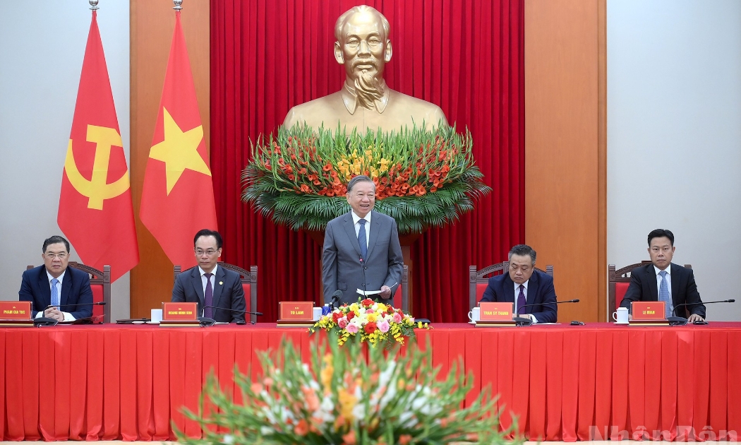 Tổng Bí thư Tô Lâm phát biểu tại cuộc tiếp các đại biểu tham dự hội thảo quốc tế Việt Nam học lần thứ 7. Ảnh: Nhân Dân.