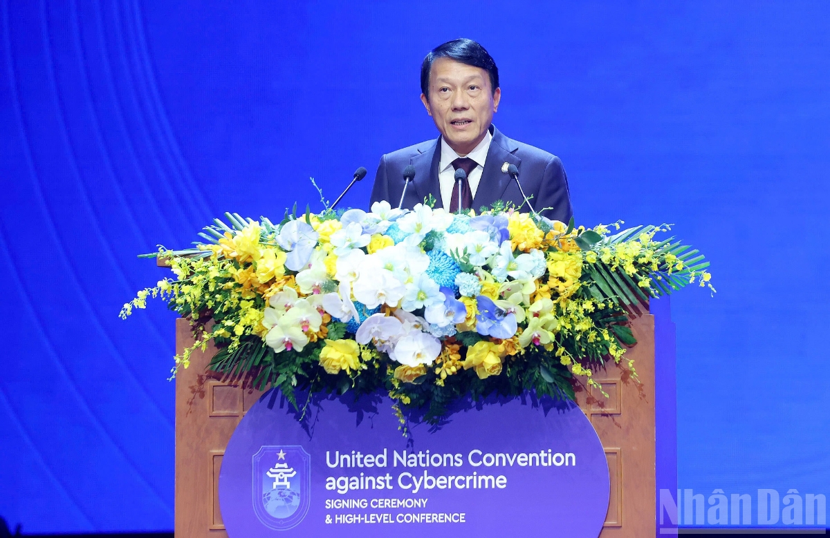 Đại tướng Lương Tam Quang, Bộ trưởng Công an phát biểu bế mạc. Ảnh: Nhân Dân