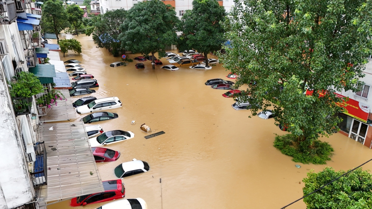 Tình trạng ngập tại Thái Nguyên trong trận mưa lũ vừa qua.