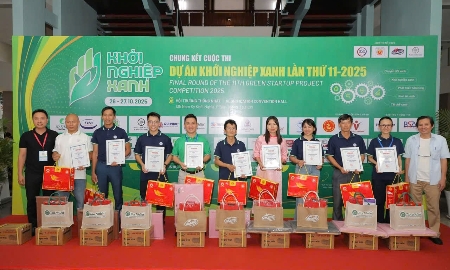 Các doanh nghiệp bước vào vòng Chung kết Khởi nghiệp Xanh lần thứ 11 – 2025 diễn ra trong hai ngày 26–27/10 tại Dinh Thống nhất, TP. Hồ Chí Minh.