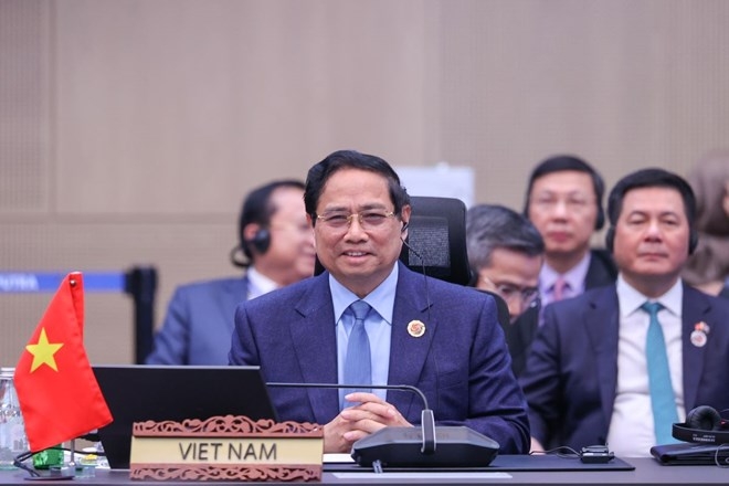 Ủy viên Bộ Chính trị, Thủ tướng Chính phủ Phạm Minh Chính dự Hội nghị Cấp cao ASEAN - Hàn Quốc. Ảnh: VGP