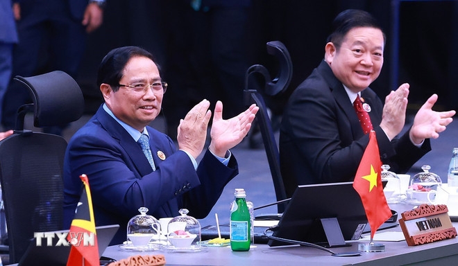 Thủ tướng Phạm Minh Chính tham dự và phát biểu tại Hội nghị Cấp cao ASEAN-Nhật Bản lần thứ 28. Ảnh: TTXVN.