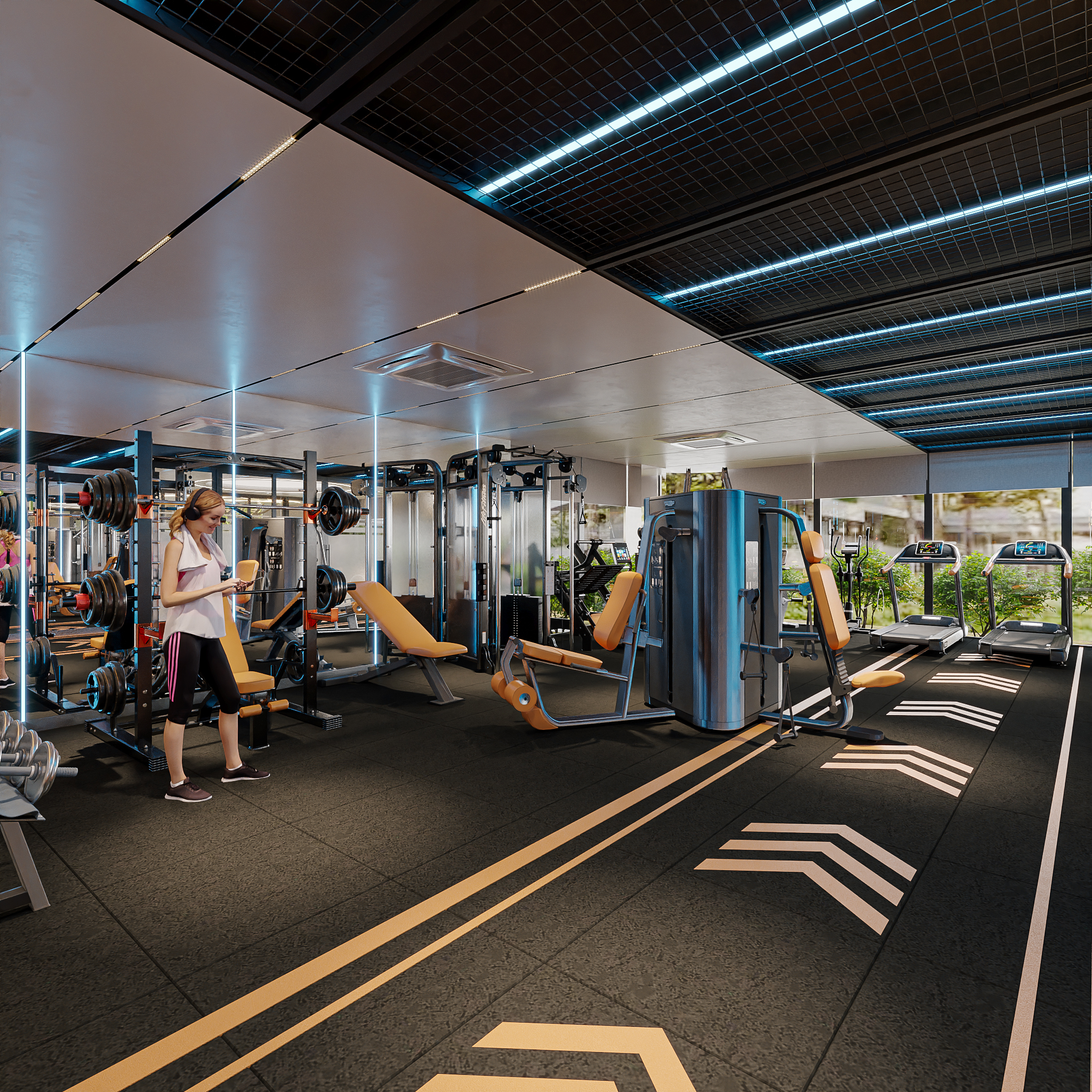 Phòng tập gym hiện đại.