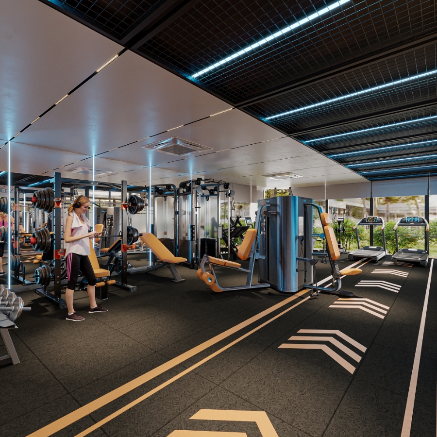 Phòng tập gym hiện đại.