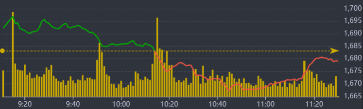 Diễn biến chỉ số VN-Index sáng nay.