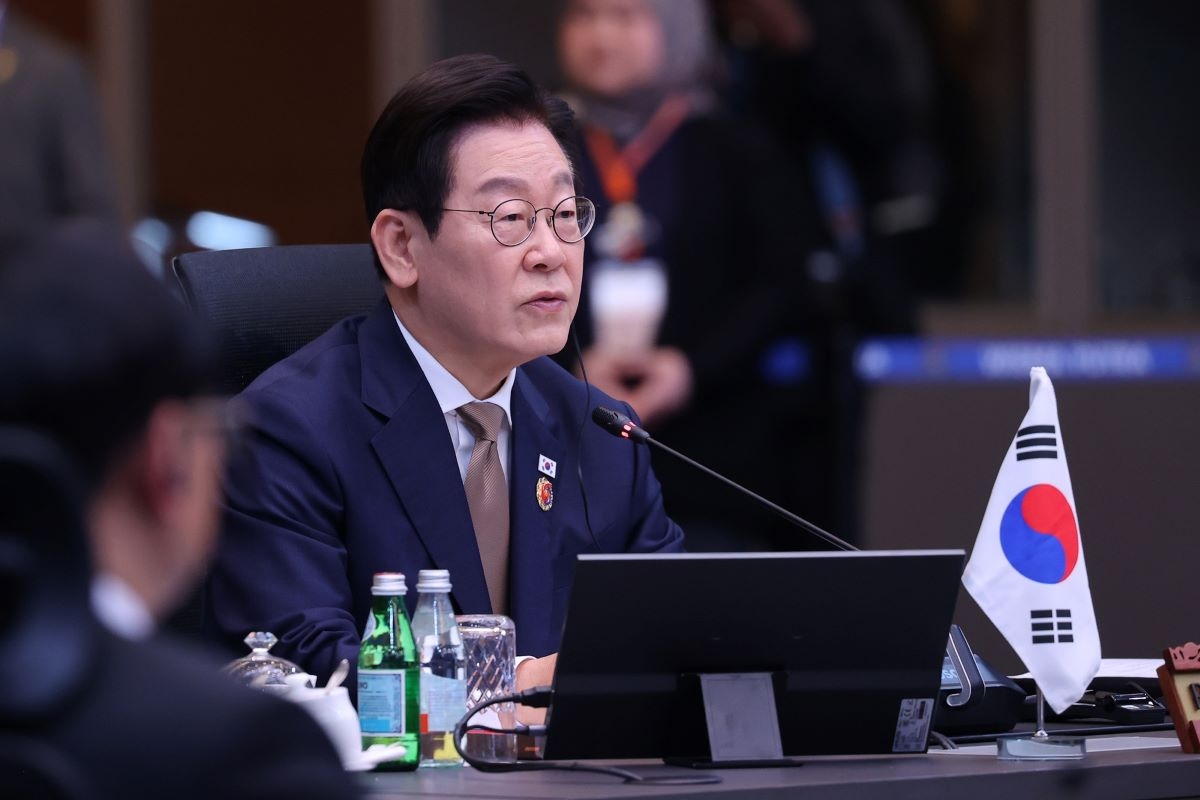 Tổng thống Hàn Quốc Lee Jae Myung phát biểu. Ảnh: VGP