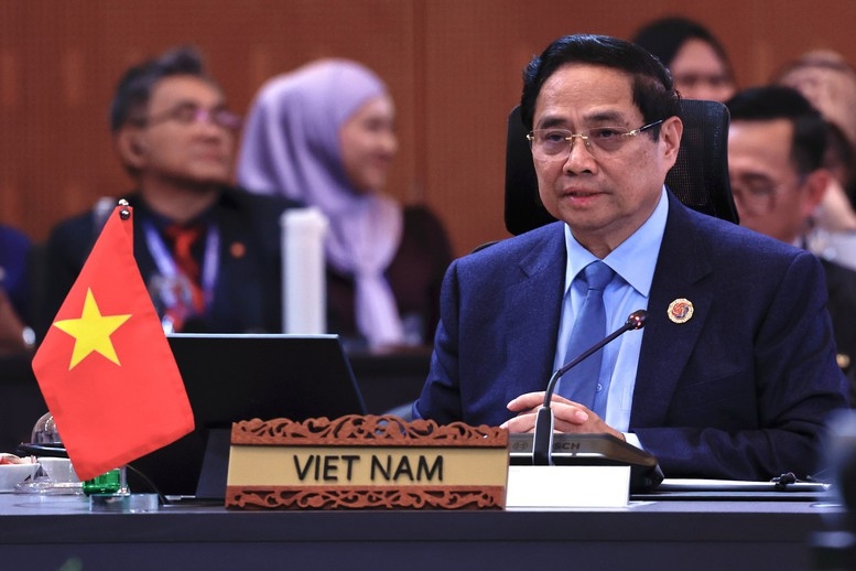 Thủ tướng Phạm Minh Chính chia sẻ một số quan điểm và đề xuất nhằm góp phần duy trì hòa bình, ổn định và thúc đẩy hợp tác trong khu vực - Ảnh: VGP