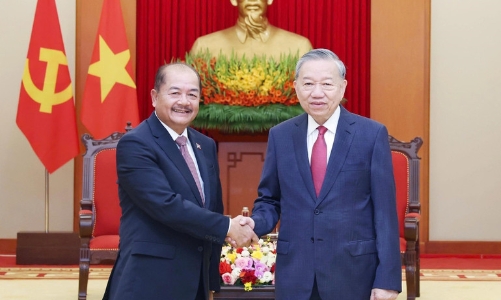 Tổng Bí thư Tô Lâm tiếp Đoàn đại biểu Đảng Nhân dân Cách mạng Lào sang thăm và dự Hội thảo Lý luận lần thứ XII