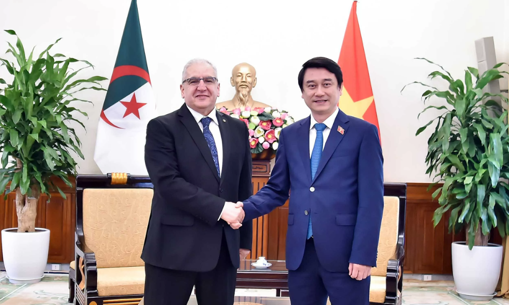 Thứ trưởng Ngoại giao Lê Anh Tuấn và Tổng thư ký Bộ Ngoại giao, Cộng đồng người Algeria ở nước ngoài và Các vấn đề châu Phi Lounes Magramane đồng chủ trì Tham vấn chính trị Việt Nam - Algeria lần thứ 4. Ảnh: Thế giới & Việt Nam.