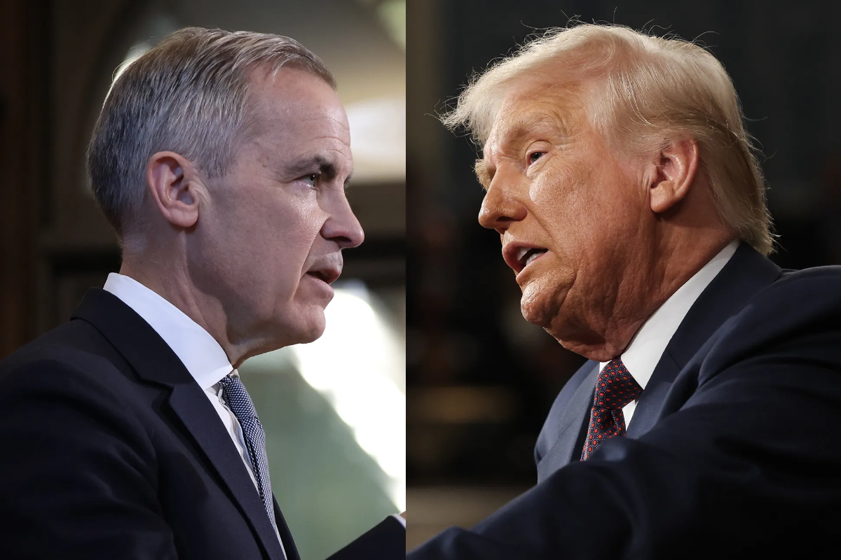 Thủ tướng Canada Mark Carney (trái) và Tổng thống Mỹ Donald Trump - Ảnh: Bloomberg.