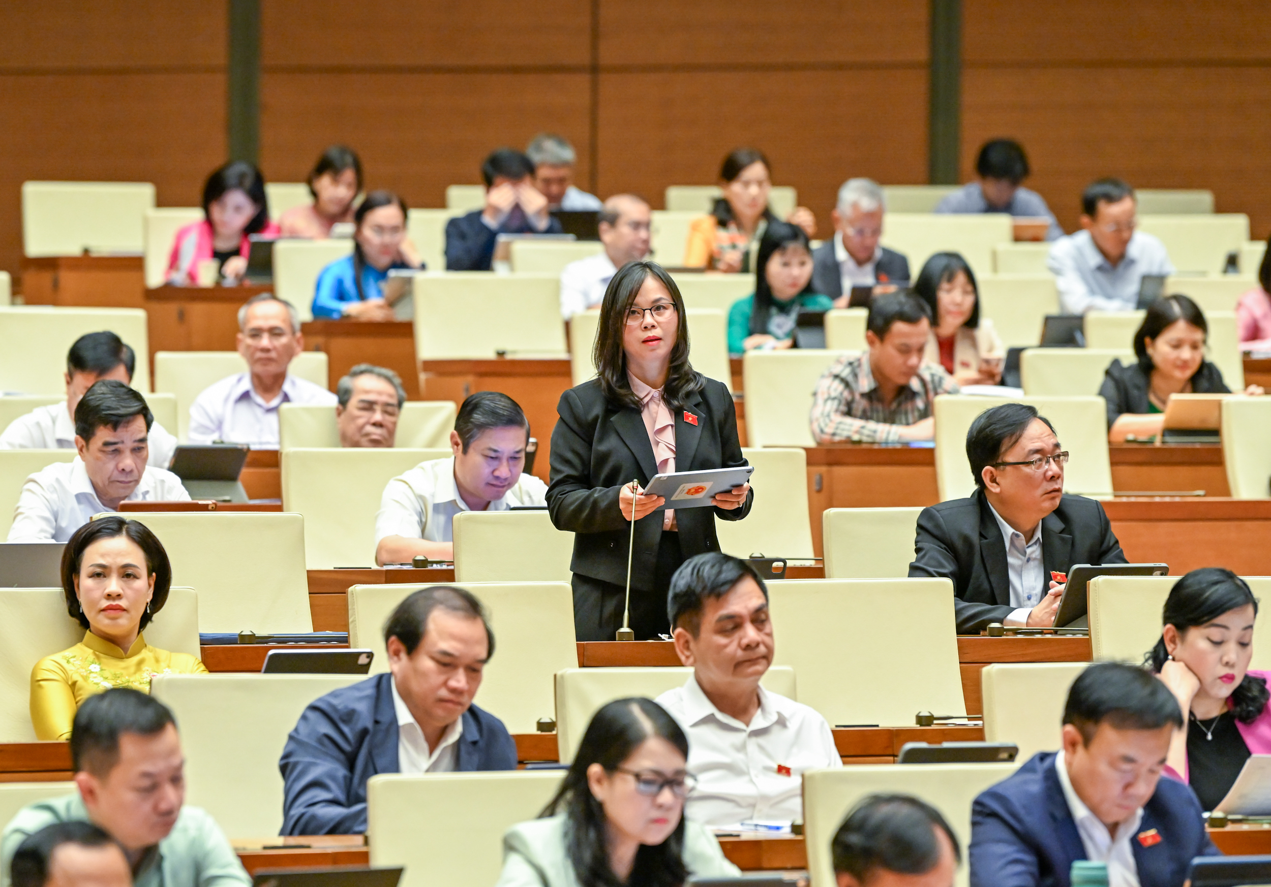 Đại biểu Chu Thị Hồng Thái, Đoàn đại biểu Quốc hội tỉnh Lạng Sơn, phát biểu thảo luận.