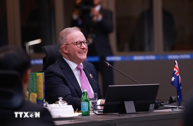 Thủ tướng Australia Anthony Albanese phát biểu. Ảnh: TTXVN.