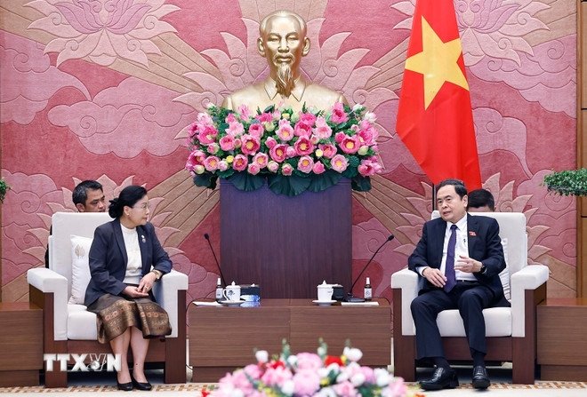 Chánh án Tòa án nhân dân tối cao Lào Viengthong Siphandon khẳng định thời gian qua, quan hệ Việt Nam - Lào đã đạt được nhiều kết quả tốt đẹp. Ảnh: TTXVN.