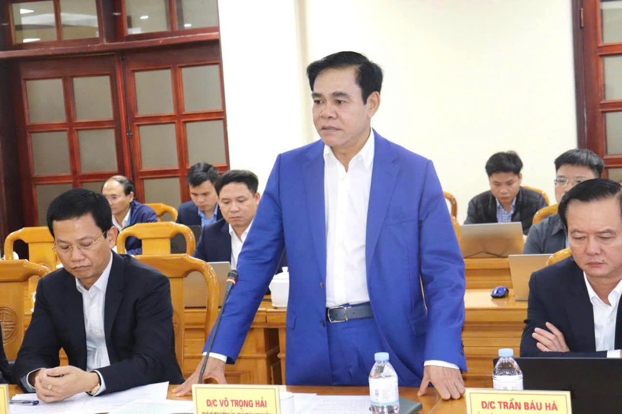 Chủ tịch UBND tỉnh Võ Trọng Hải phát biểu tại buổi làm việc