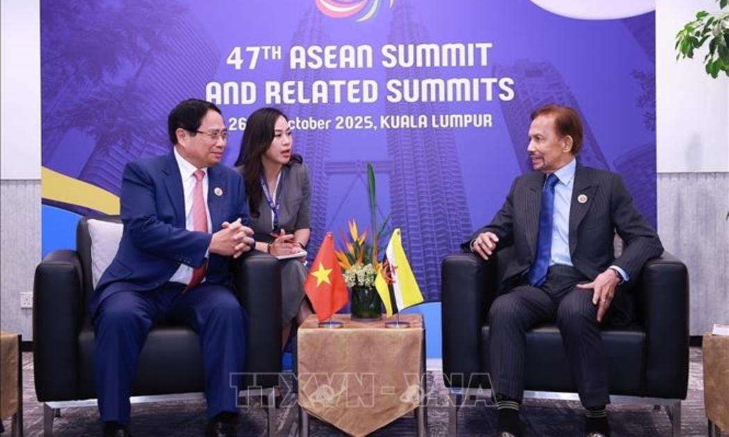  Thủ tướng Phạm Minh Chính gặp Quốc vương Brunei Hassanal Bolkiah. Ảnh: TTXVN