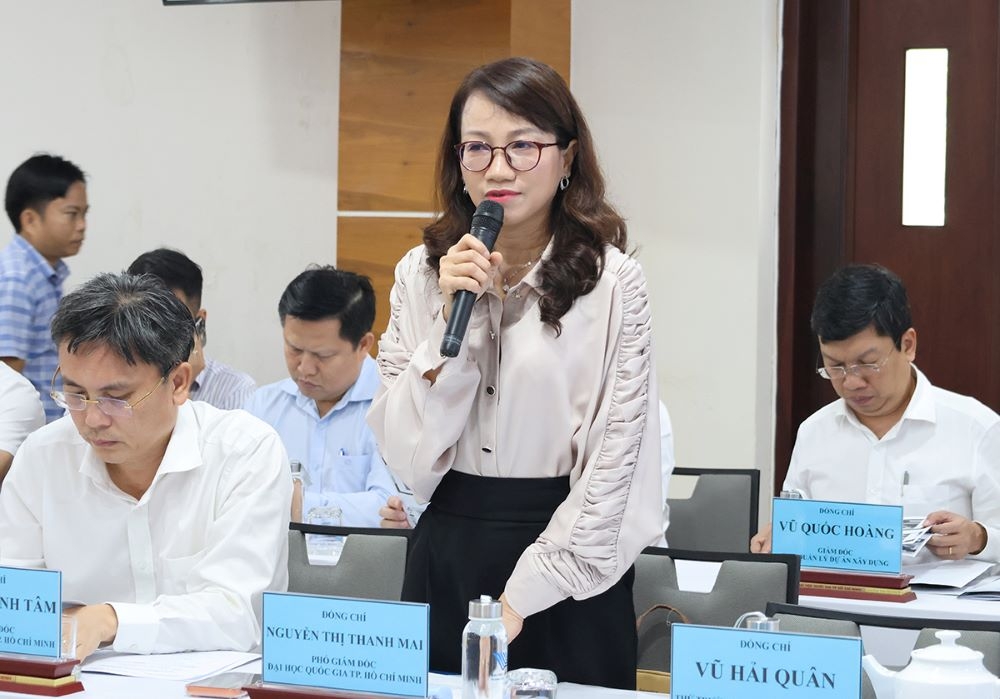 GS.TS Nguyễn Thị Thanh Mai, Phó Giám đốc ĐHQG-HCM phát biểu tại buổi làm việc -&nbsp;Ảnh: Cổng thông tin điện tử TP. Hồ Chí Minh.