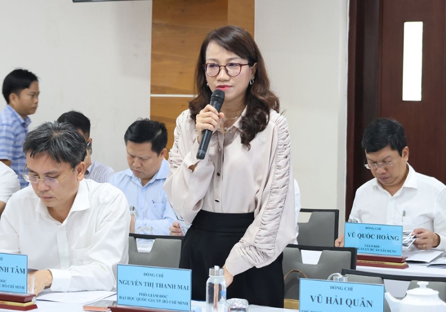 GS.TS Nguyễn Thị Thanh Mai, Phó Giám đốc ĐHQG-HCM phát biểu tại buổi làm việc - Ảnh: Cổng thông tin điện tử TP. Hồ Chí Minh.