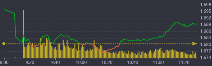 Diễn biến VN-Index sáng nay.