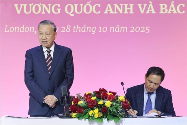 Tổng Bí thư Tô Lâm phát biểu tại cuộc gặp - Ảnh: TTXVN