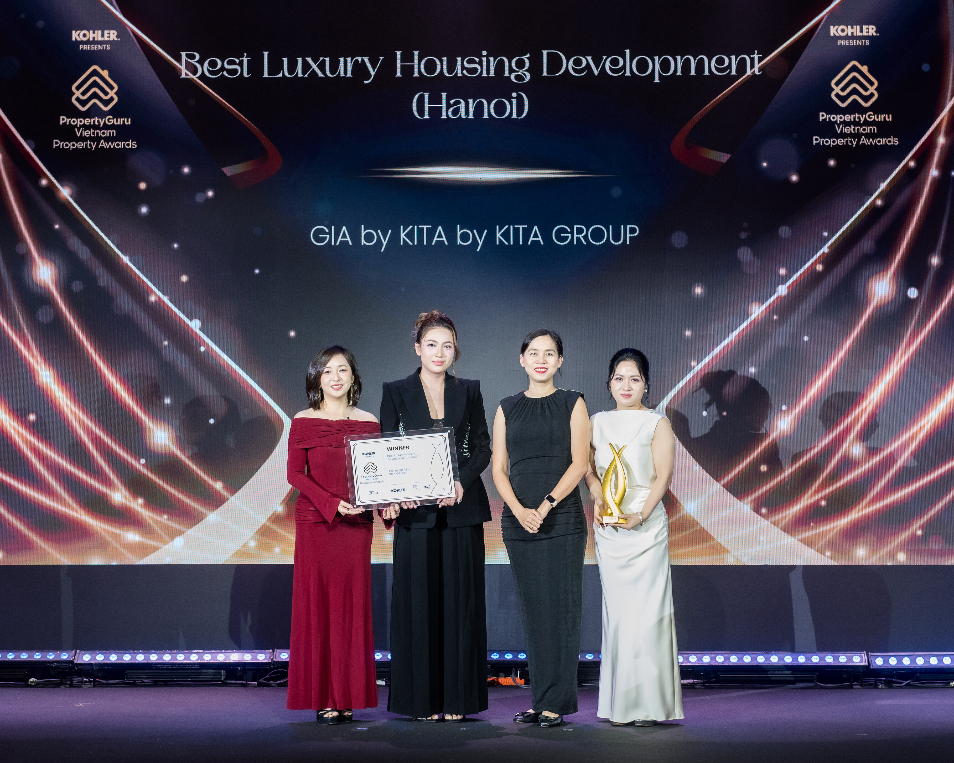 GIA by KITA được xướng tên tại hạng mục “Best Luxury Housing Development (Hanoi)” trong khuôn khổ Vietnam PropertyGuru Awards 2025. Ảnh: KITA Group.