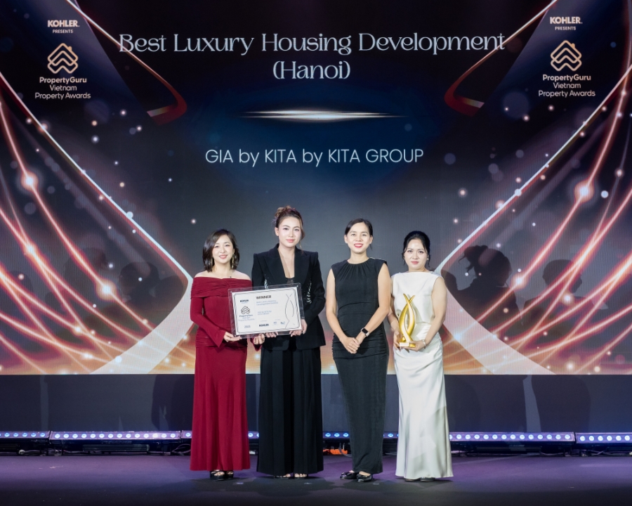 GIA by KITA được xướng tên tại hạng mục “Best Luxury Housing Development (Hanoi)” trong khuôn khổ Vietnam PropertyGuru Awards 2025. Ảnh: KITA Group.