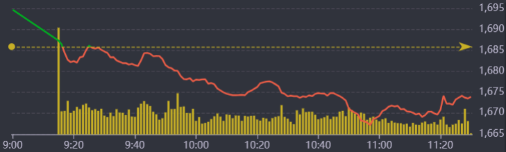 Diễn biến VN-Index sáng nay.