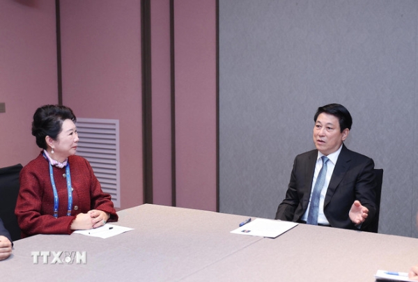 Chủ tịch nước Lương Cường khẳng định Việt Nam luôn tạo điều kiện thuận lợi cho các doanh nghiệp nước ngoài, trong đó có Tập đoàn MEBO. Ảnh: TTXVN.