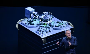 Giám đốc Điều hành Nvidia Jensen Huang phát biểu trong hội nghị công nghệ Nvidia GTC ở Washington, DC, vào ngày 28 tháng 10 năm 2025